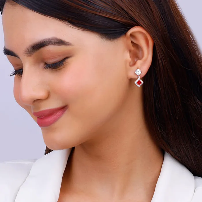 Silver Princess in Red Earrings Giva
