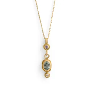 Silver Sapphire and Pink Sapphire Drop Neckpiece Pieces of Eight