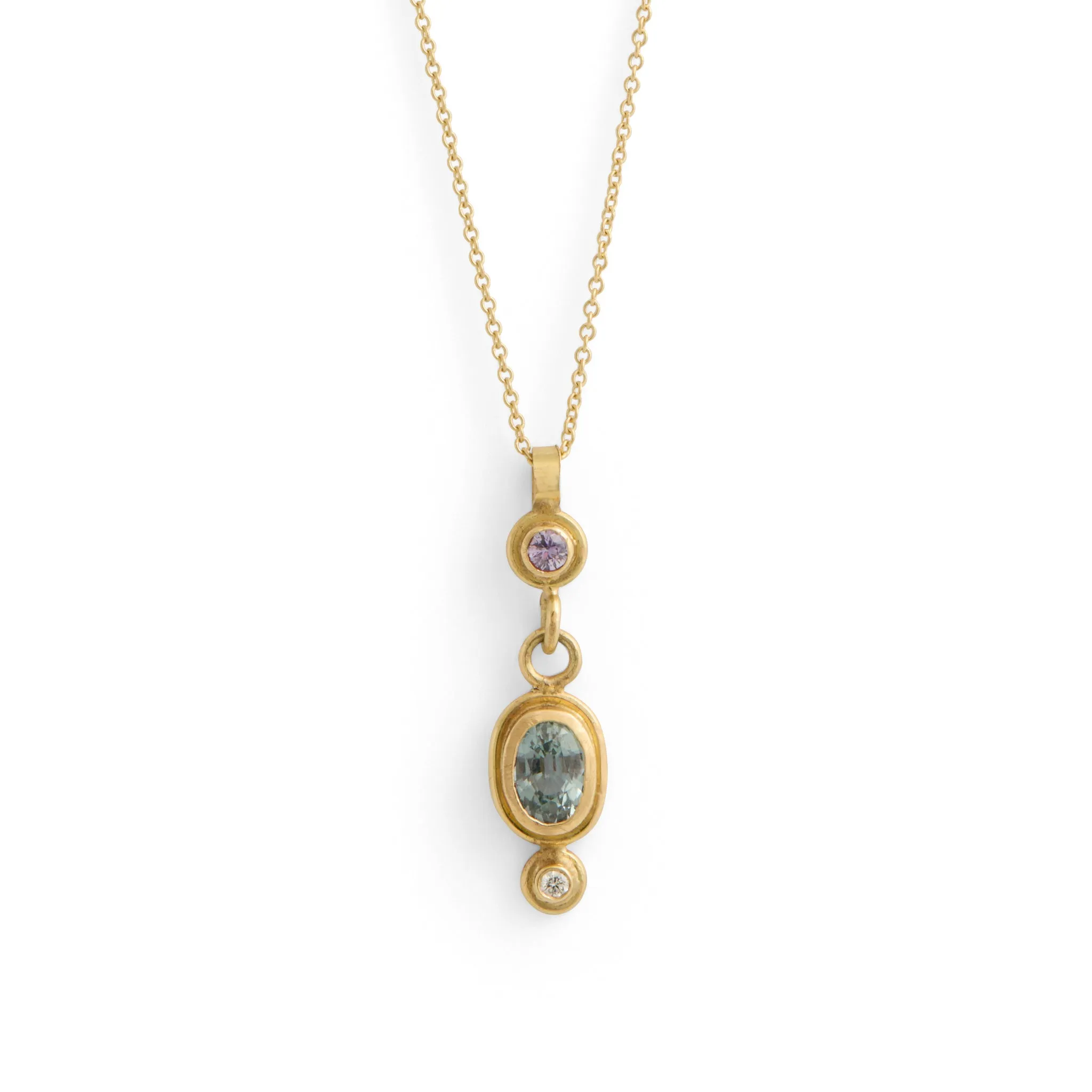 Silver Sapphire and Pink Sapphire Drop Neckpiece Pieces of Eight