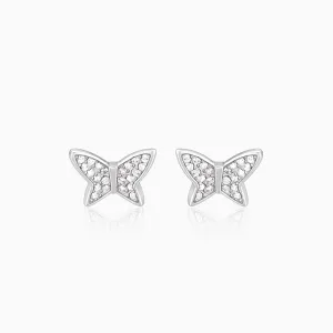 Silver Zircon Shining Butterfly Studs Giva