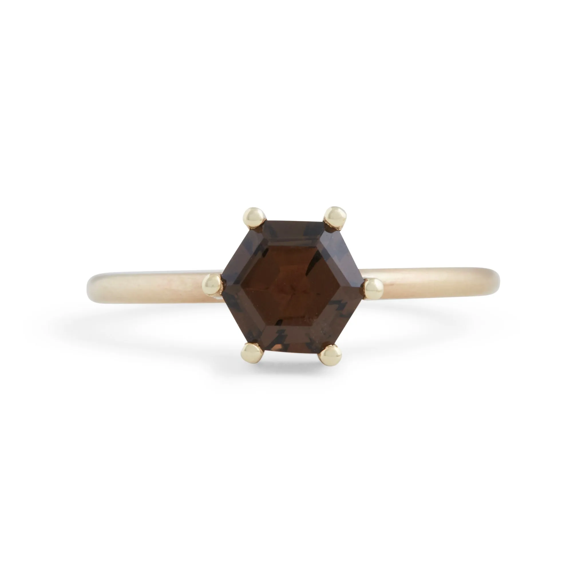 Small Smokey Quartz Hex Ring Pieces of Eight