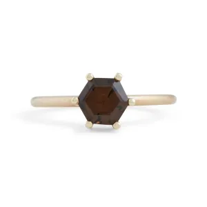Small Smokey Quartz Hex Ring Pieces of Eight