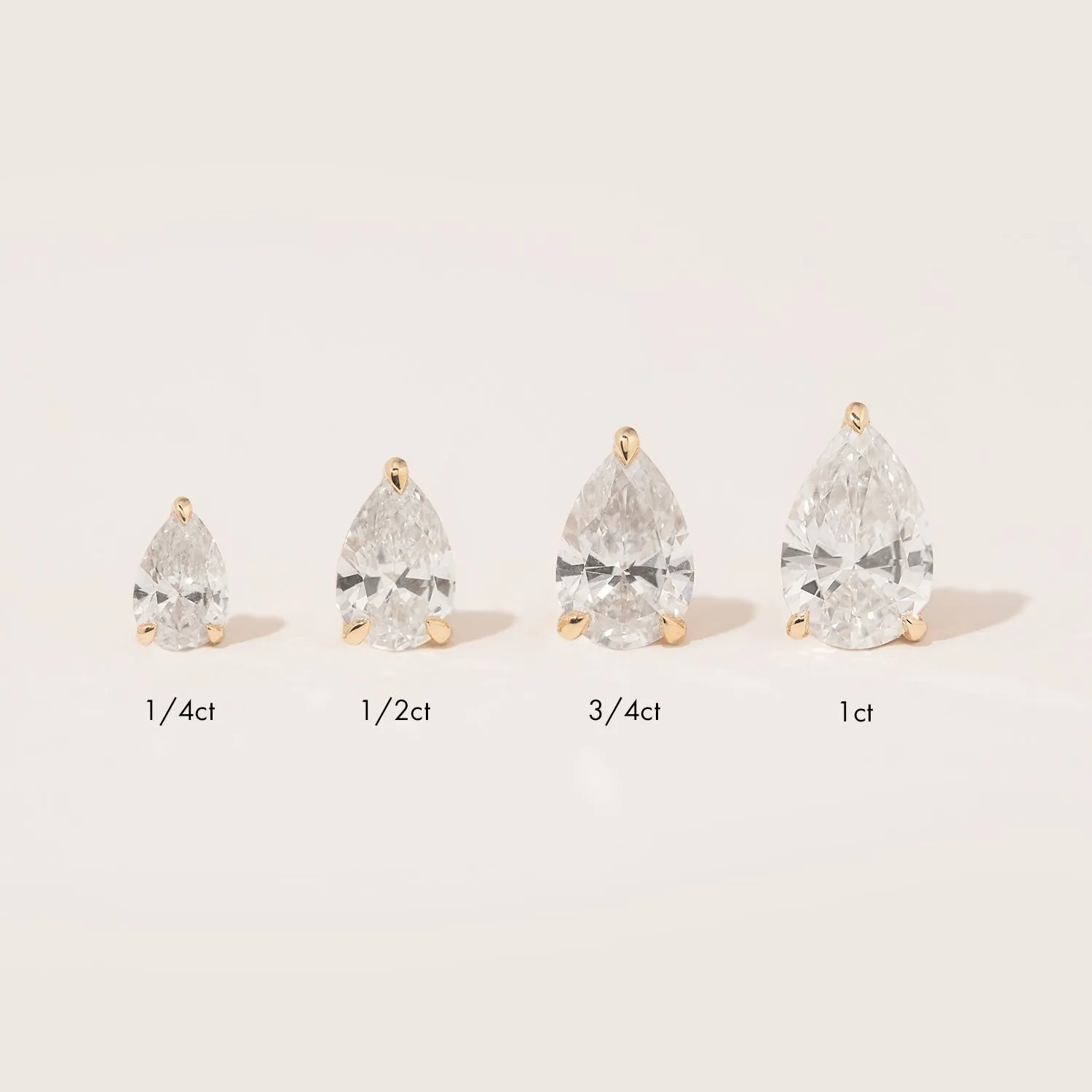 Solitaire Pear 14K Whitegold Studs w. Lab-Grown Diamonds
