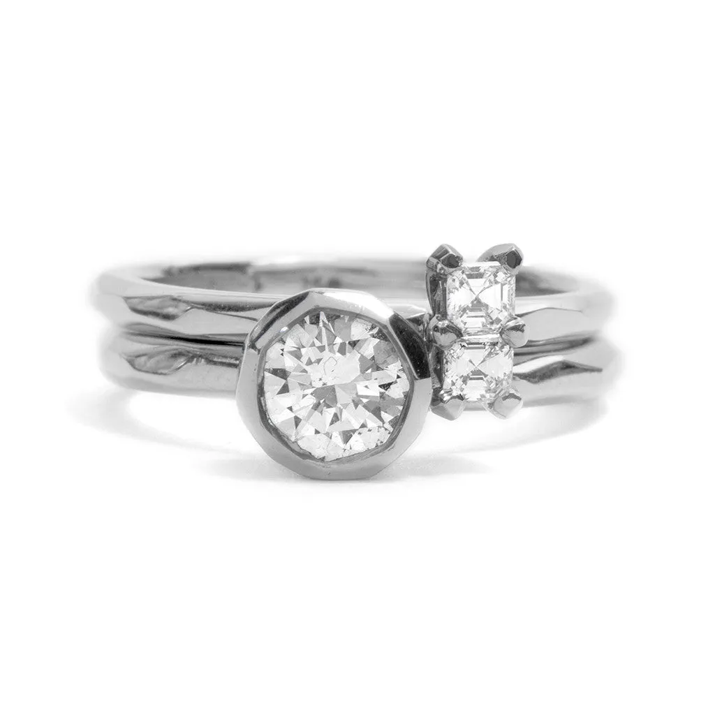Soul Mate Asscher Cut White Gold Diamond  Ring Pieces of Eight