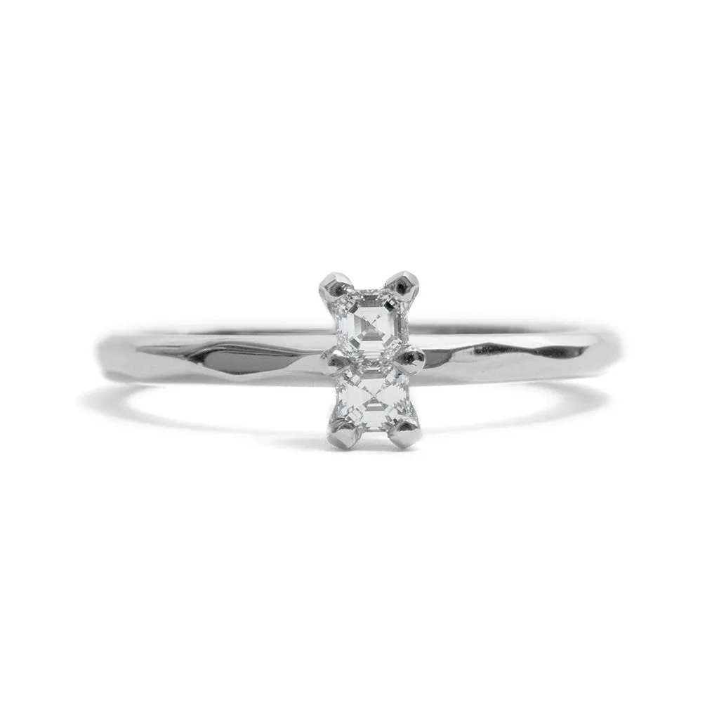 Soul Mate Asscher Cut White Gold Diamond  Ring Pieces of Eight