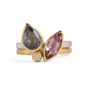 Spinel and Champagne Diamond Stack (Set of Two) Ring Pieces of Eight