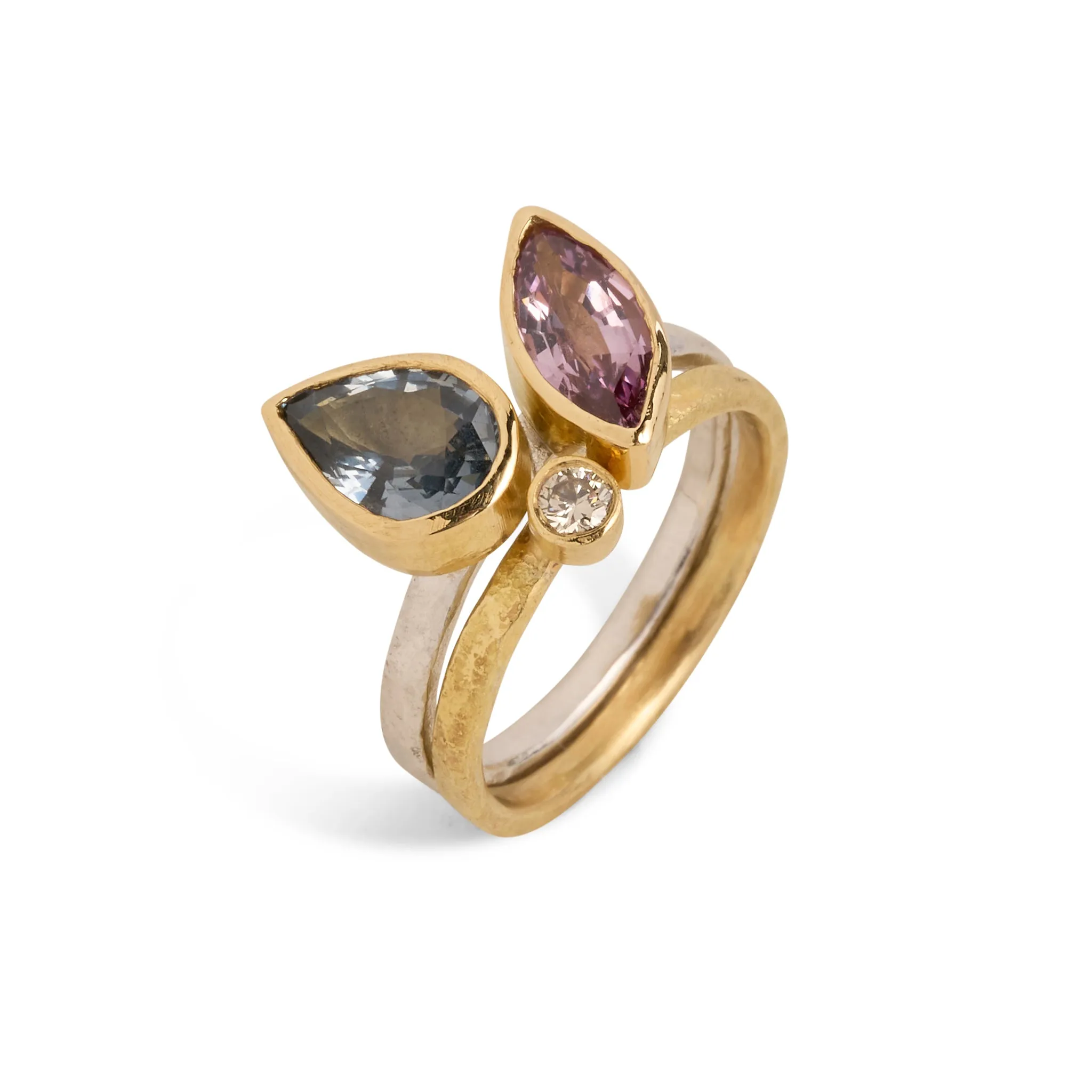 Spinel and Champagne Diamond Stack (Set of Two) Ring Pieces of Eight