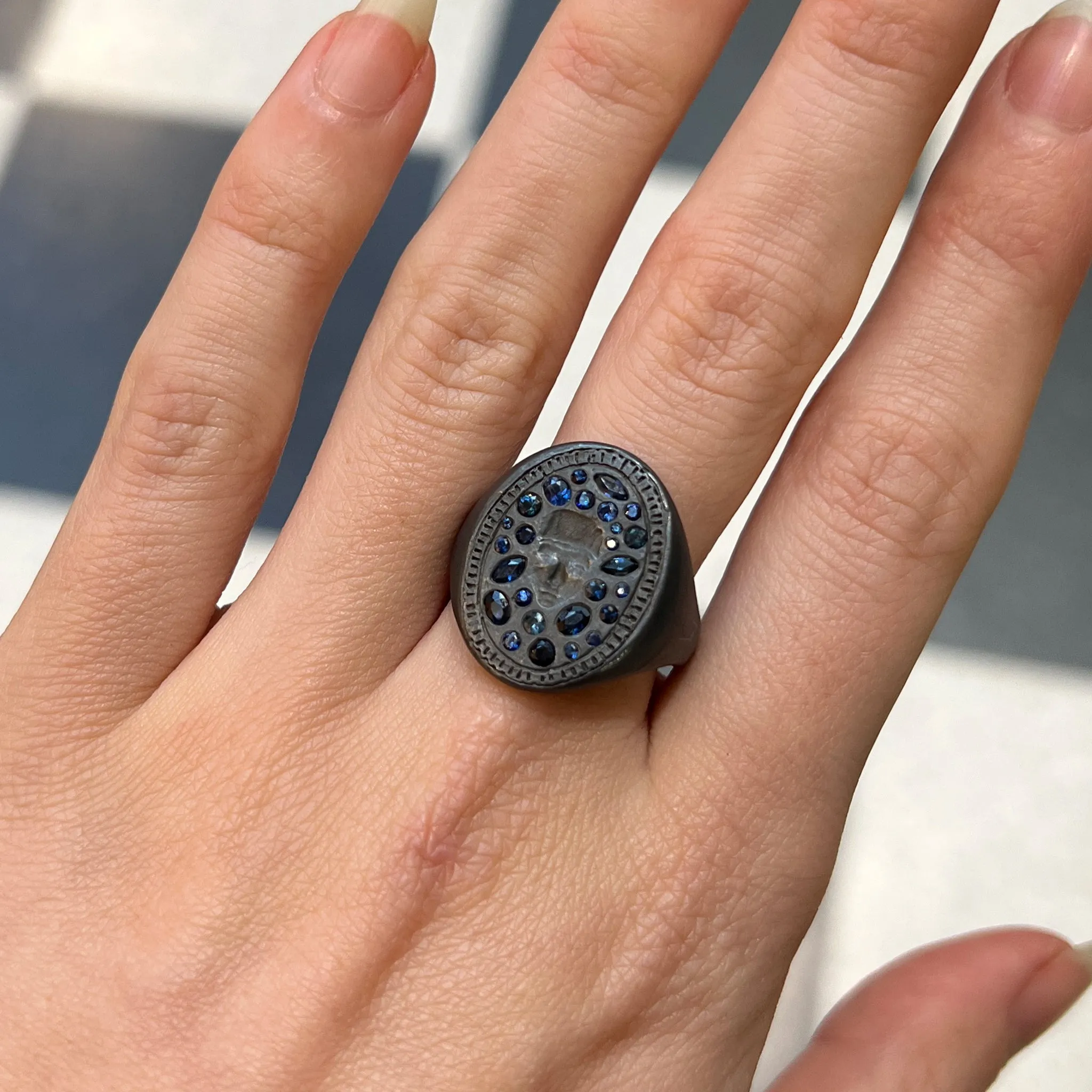 St Catherine Sapphire Signet Ring Pieces of Eight