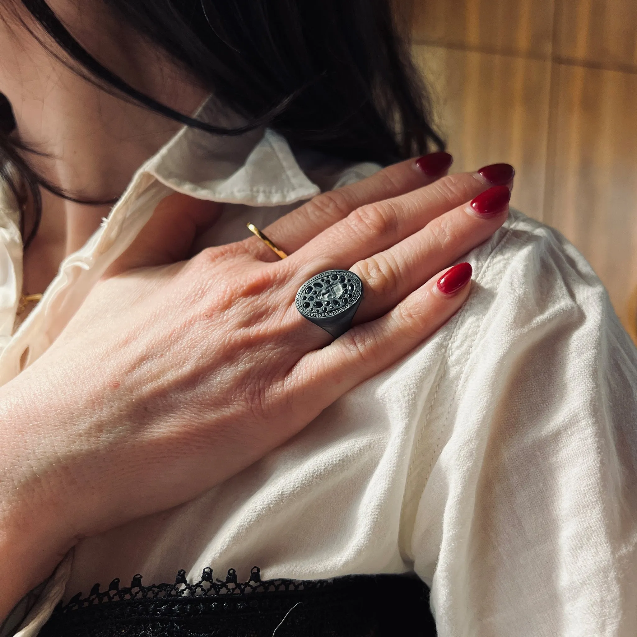 St Catherine Sapphire Signet Ring Pieces of Eight