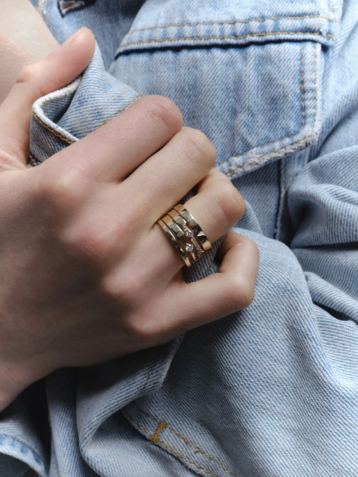 Stacking 1.5 14K Gold, Whitegold or Rosegold Ring