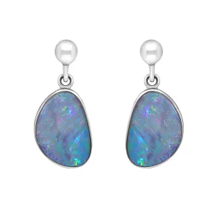 Sterling Silver Abstract Opal Doublet Drop Earrings D