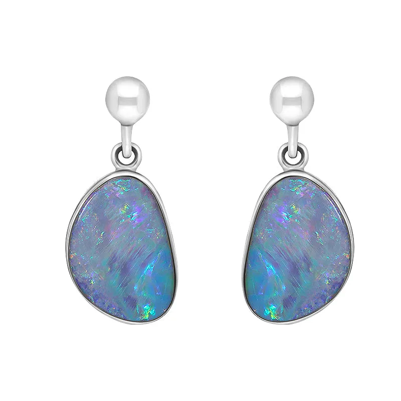 Sterling Silver Abstract Opal Doublet Drop Earrings D