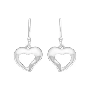 Sterling Silver Heart Drop Earrings D