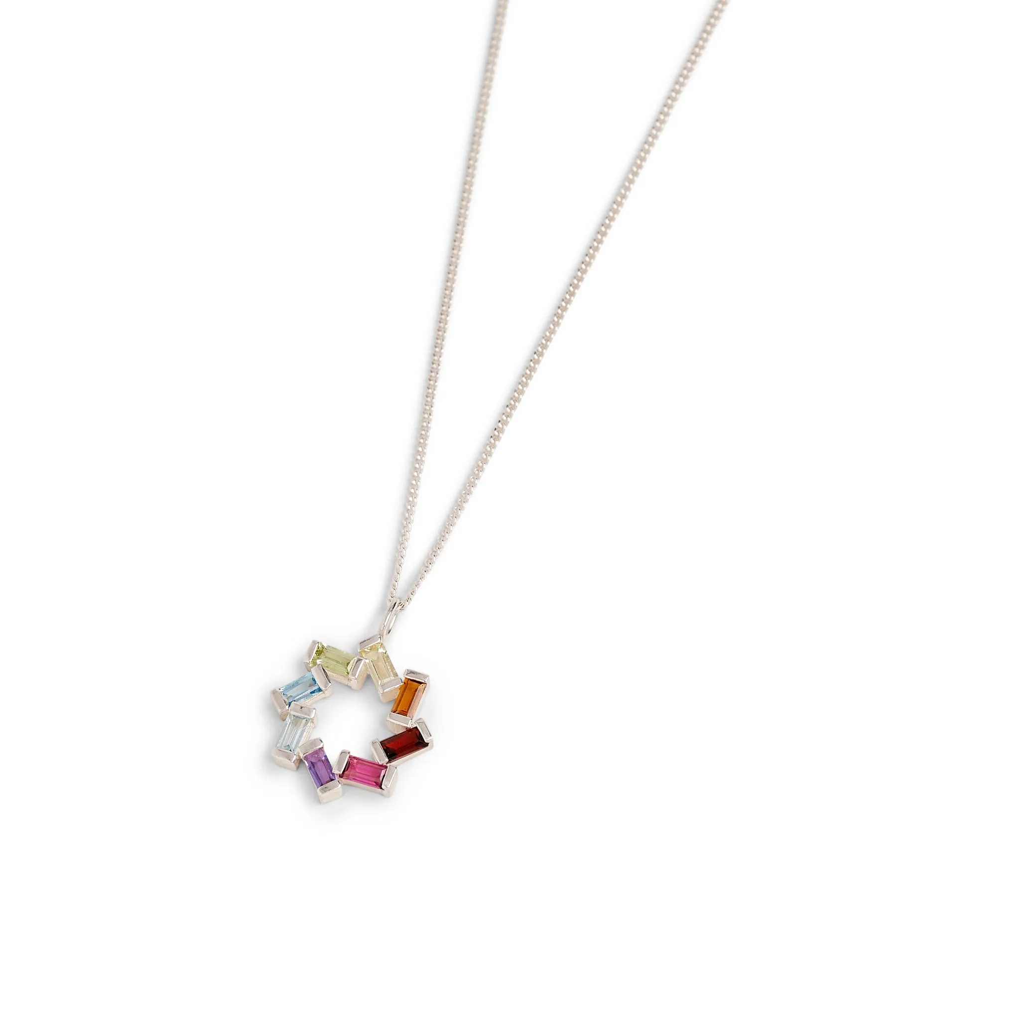 Sterling Silver Infinite Rainbow Necklace Pieces of Eight