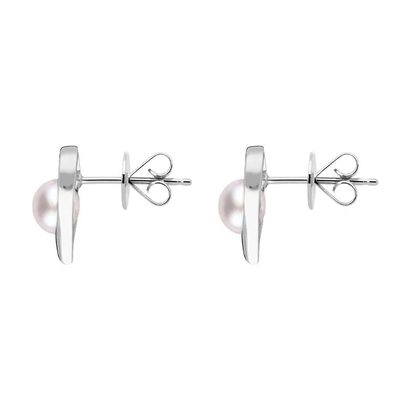 Sterling Silver Pink Pearl Open Heart Stud Earrings