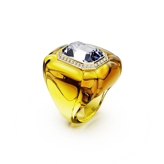 Swarovski Dulcis cocktail Ring Cushion cut Pavé Yellow