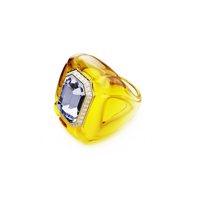 Swarovski Dulcis cocktail Ring Cushion cut Pavé Yellow
