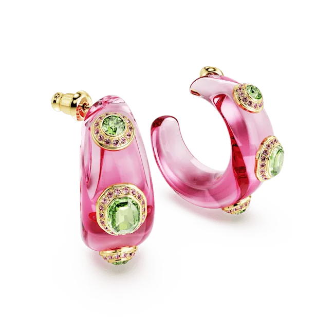 Swarovski Dulcis Hoop Earrings Mixed cuts Multicolored Gold-tone plated