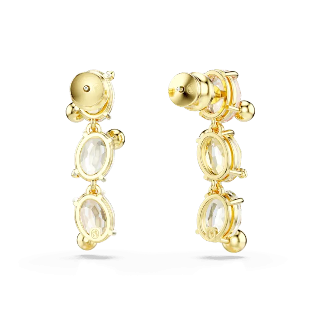 Swarovski Gema Drop Earrings Asymmetrical design Mixed cuts Multicolored Gold-tone plated