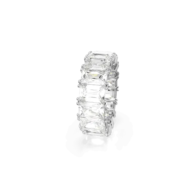 Swarovski Matrix Vittore Ring Baguette cut White Rhodium plated Size 50
