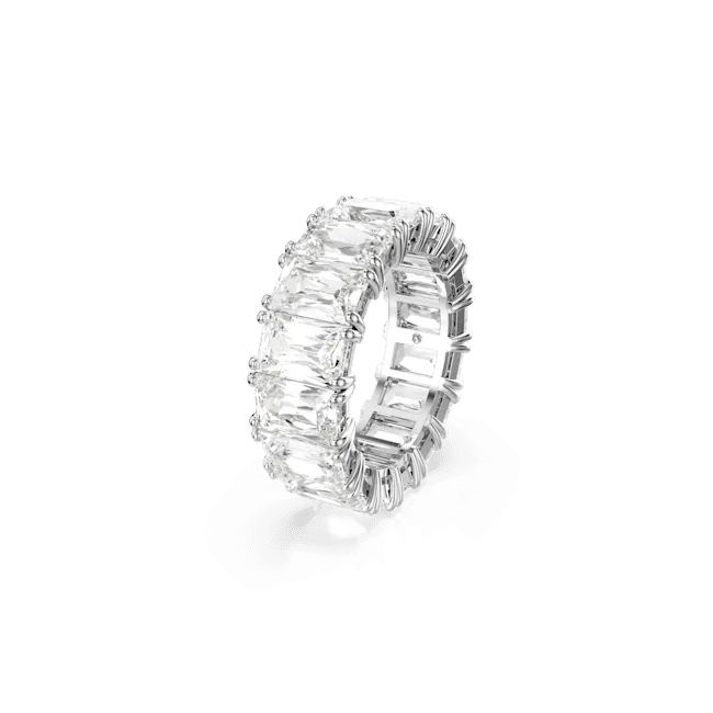 Swarovski Matrix Vittore Ring Baguette cut White Rhodium plated Size 50