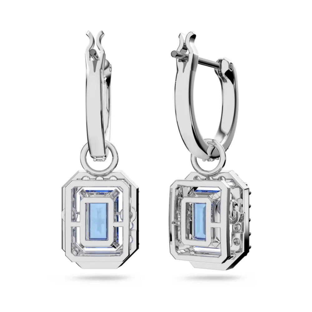 Swarovski Millenia Earrings Octagon cut Swarovski Zirconia Blue Rhodium plated