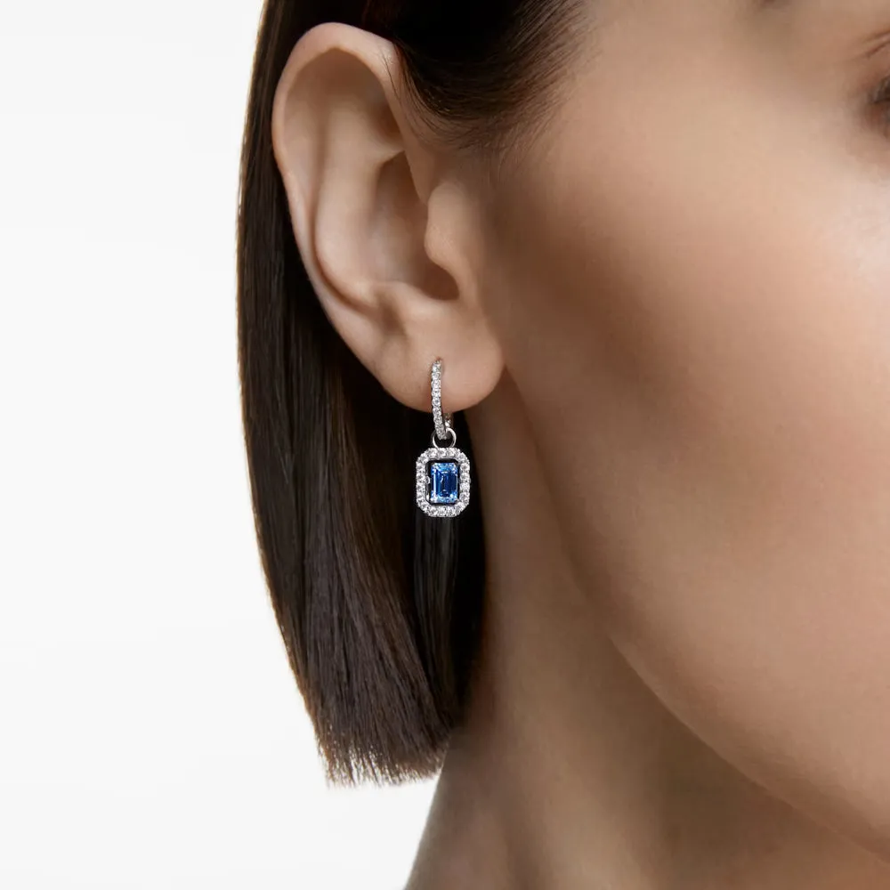 Swarovski Millenia Earrings Octagon cut Swarovski Zirconia Blue Rhodium plated