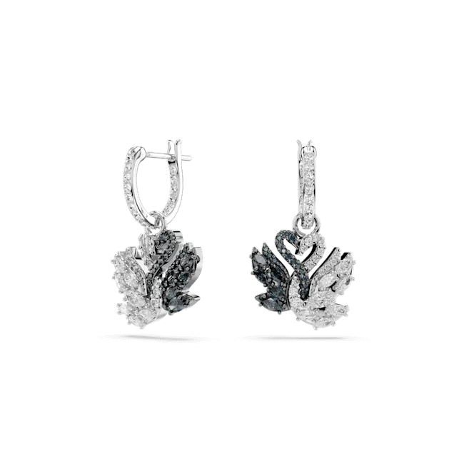 Swarovski Swan Drop Earrings Swan Black Rhodium plated