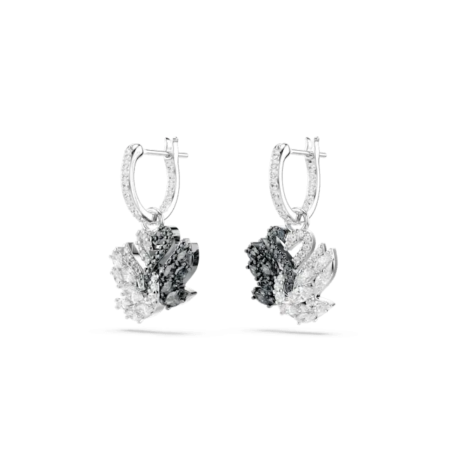 Swarovski Swan Drop Earrings Swan Black Rhodium plated