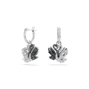 Swarovski Swan Drop Earrings Swan Black Rhodium plated
