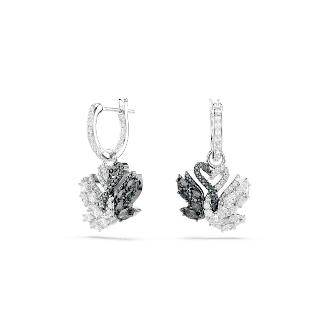 Swarovski Swan Drop Earrings Swan Black Rhodium plated