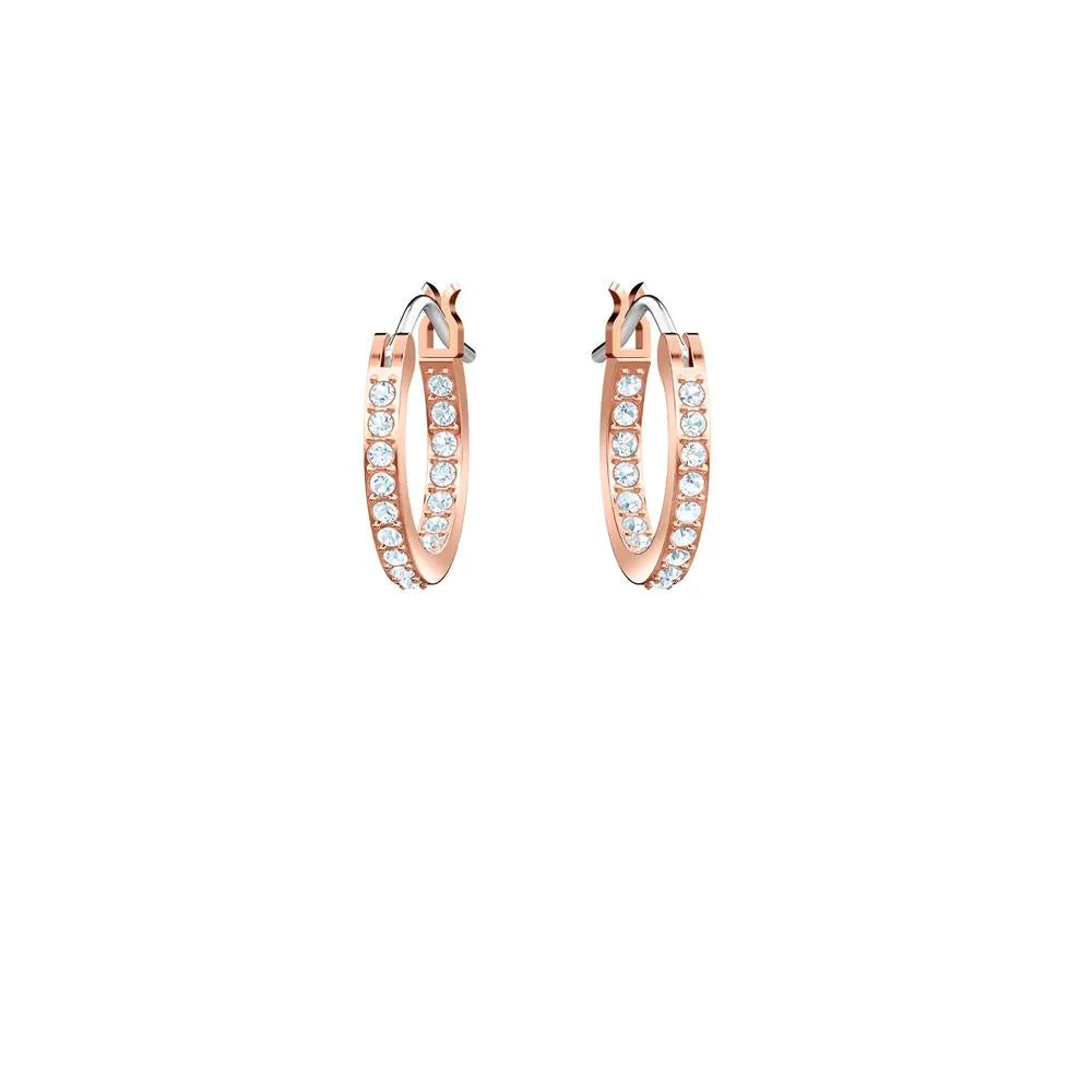 Swarovski Symbolic Evil Eye Hoop Pierced Earrings Blue, Rose-Gold Tone Plated