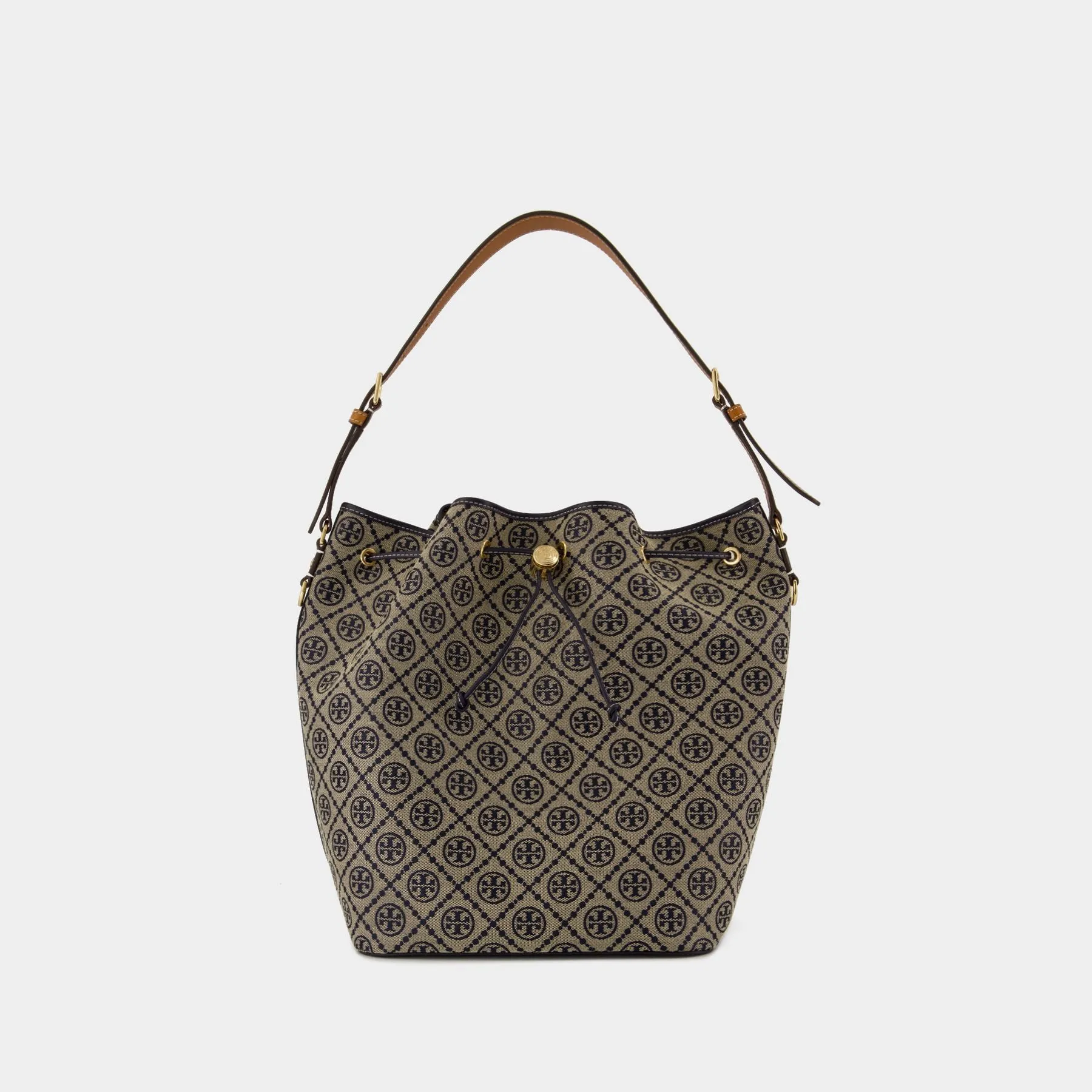 T-Monogram Oversized Shoulder Bag - Tory Burch - Cotton - Blue