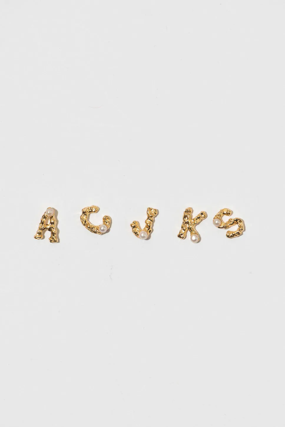 The Letter 18K Gold Plated Studs w. Pearl