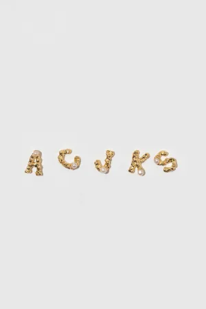 The Letter 18K Gold Plated Studs w. Pearl
