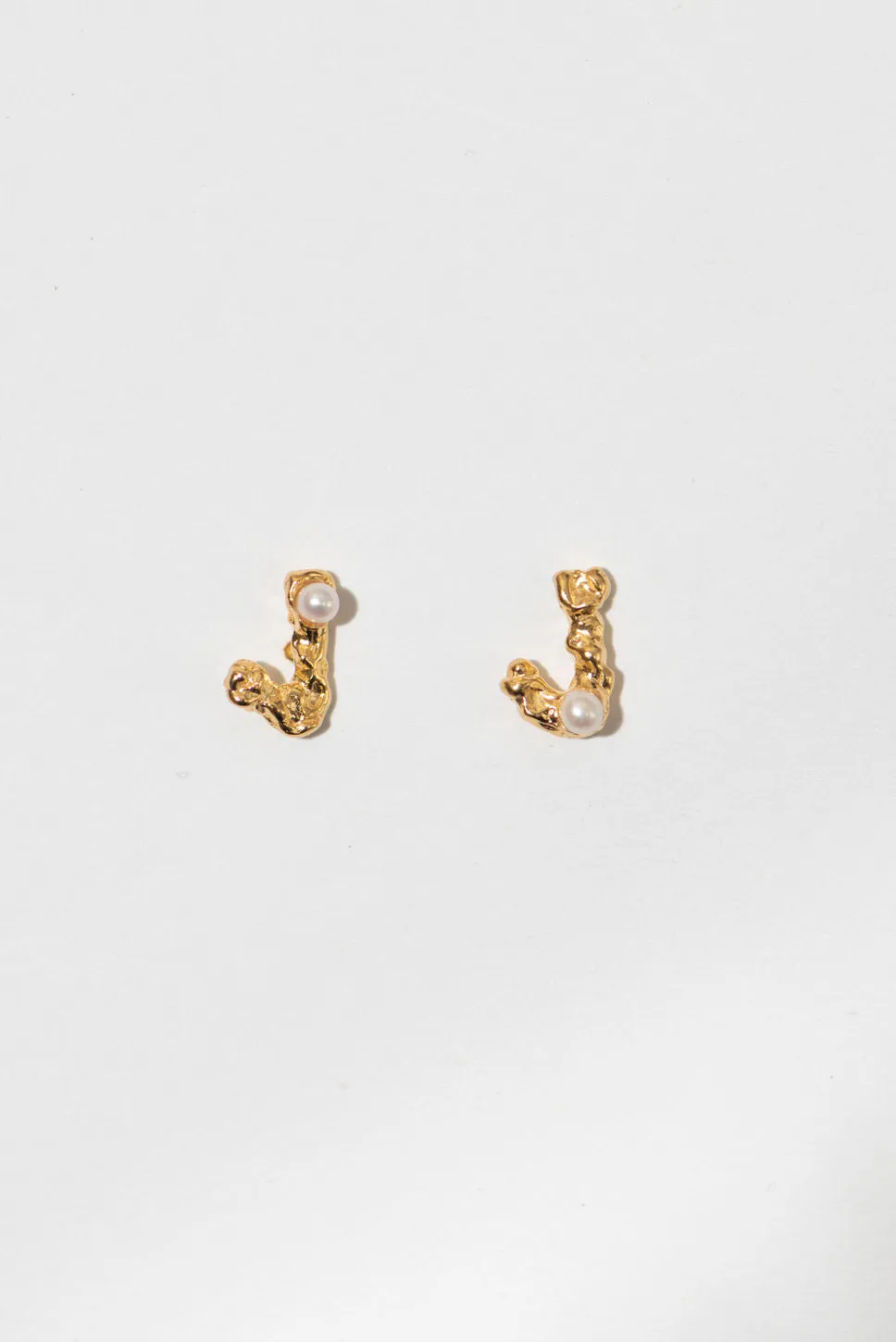 The Letter 18K Gold Plated Studs w. Pearl