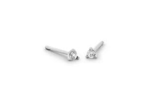 Three Prong Diamond 14K Whitegold Stud