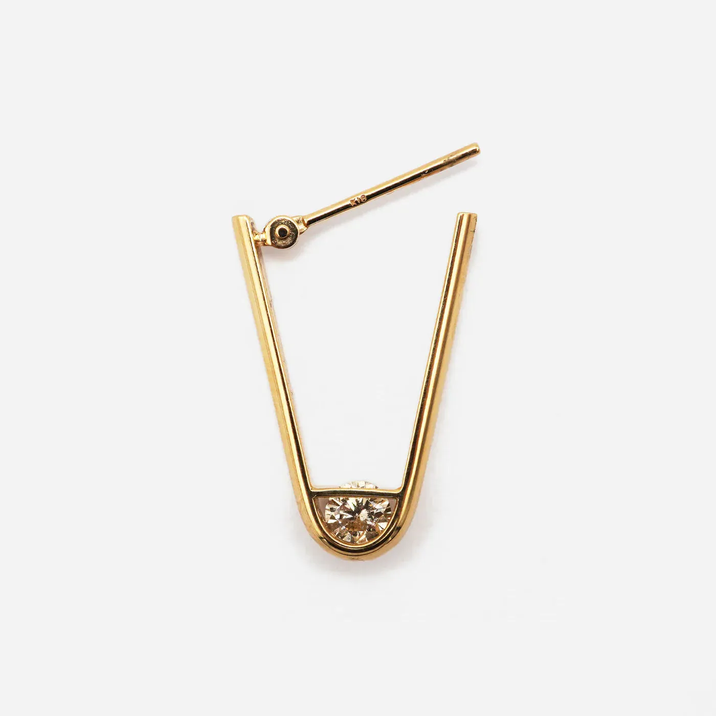 Tip L 18K & 10K Gold Earring w. Diamonds