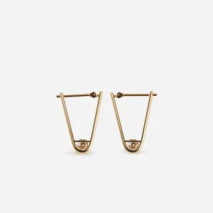 Tip L 18K & 10K Gold Earring w. Diamonds