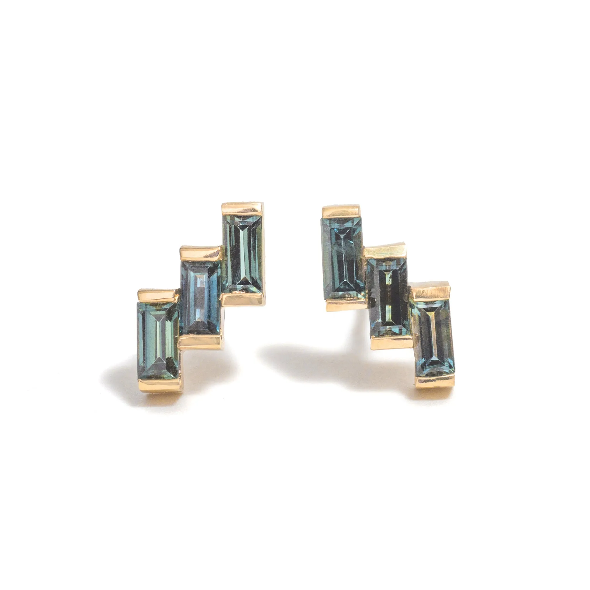 Triple Sapphire Baguette Earrings Pieces of Eight