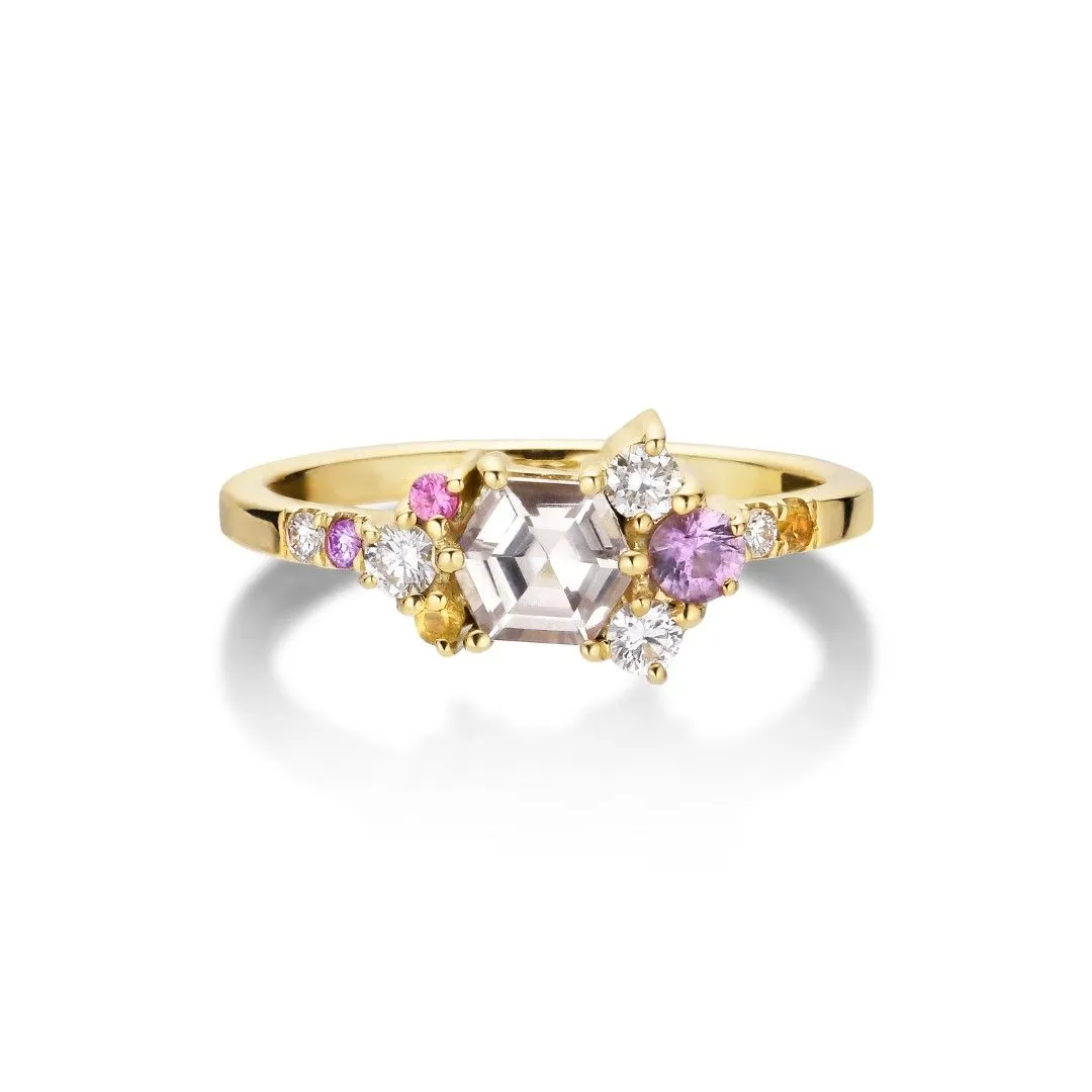 Varnaya Kuda 18K Gold Ring w. Diamonds & Sapphires