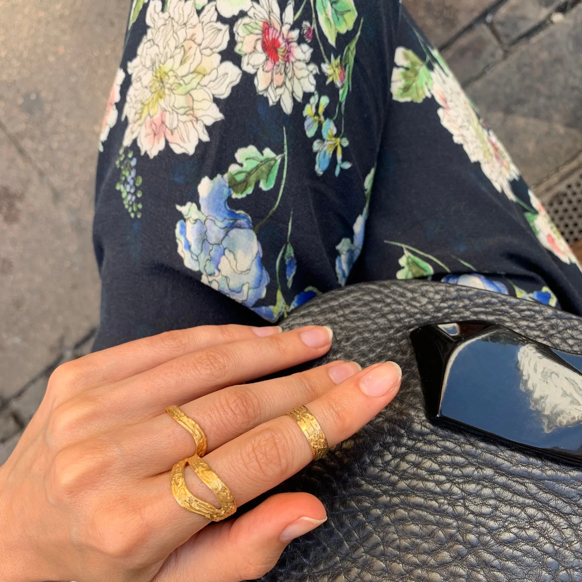 Wave Double Ring Gold Plated