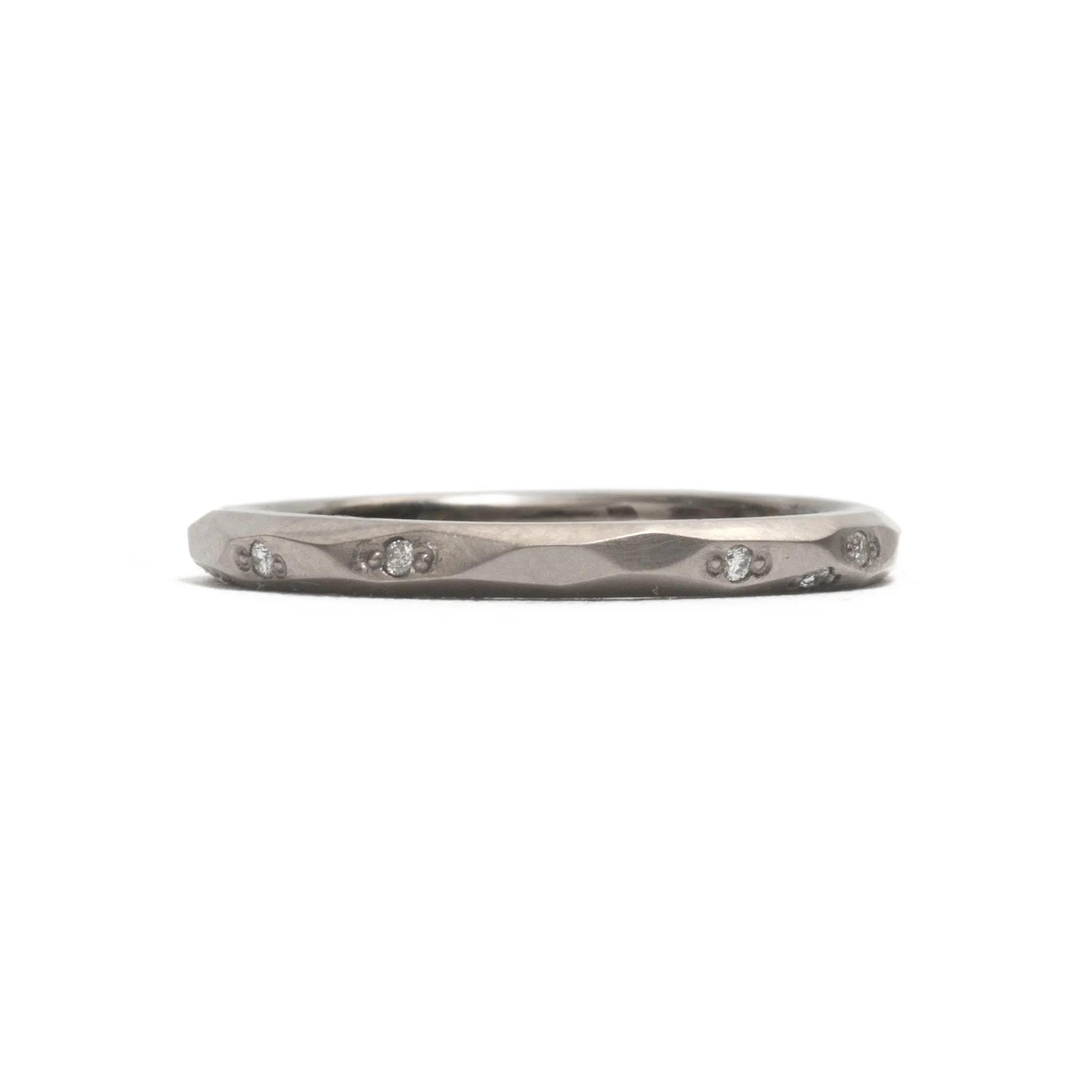 White Gold Faceted Diamond Wedding Ring Pieces of Eight