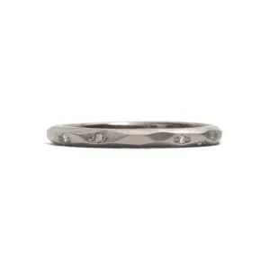 White Gold Faceted Diamond Wedding Ring Pieces of Eight