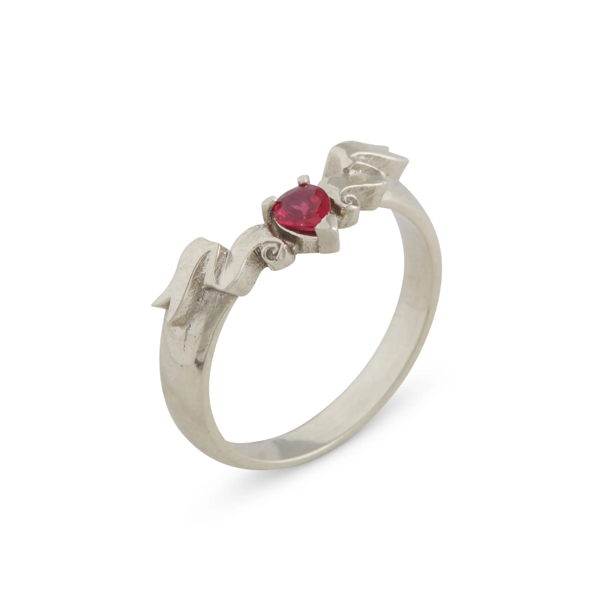 White Gold Veiled Ruby Ring Pieces of Eight