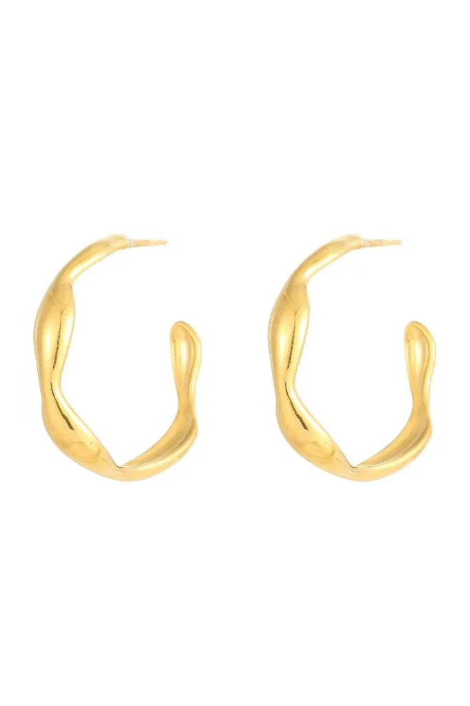 White Molten Hoop in Gold