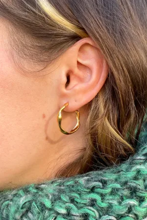 White Molten Hoop in Gold