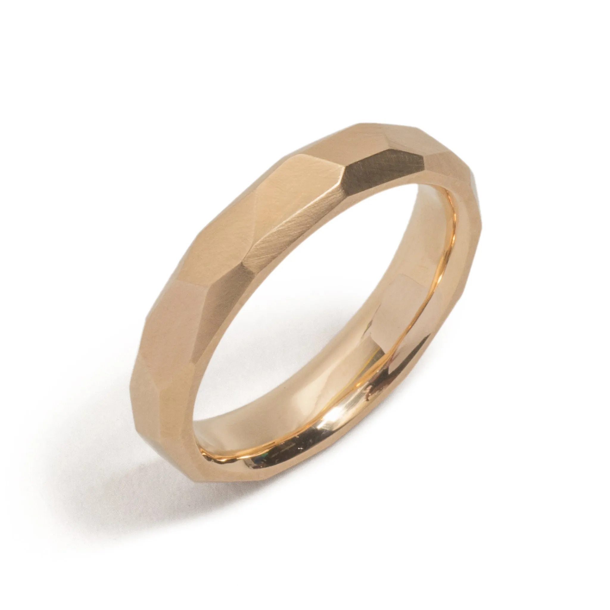Wide Faceted Gold Wedding Ring Pieces of Eight
