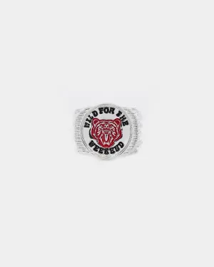 Wild For The Weekend Baller Bear Coin Signet Ring (Large) Silver