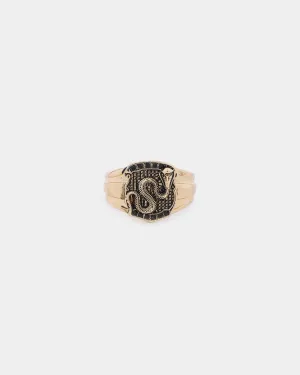 Wild For The Weekend Street Smart Snake Shield Signet Ring (Large) Gold